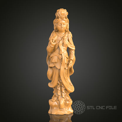 Elegant Goddess Statue STL Model for CNC Router Engraver, Artcam, Aspire, 3D Printer, Wall Decor