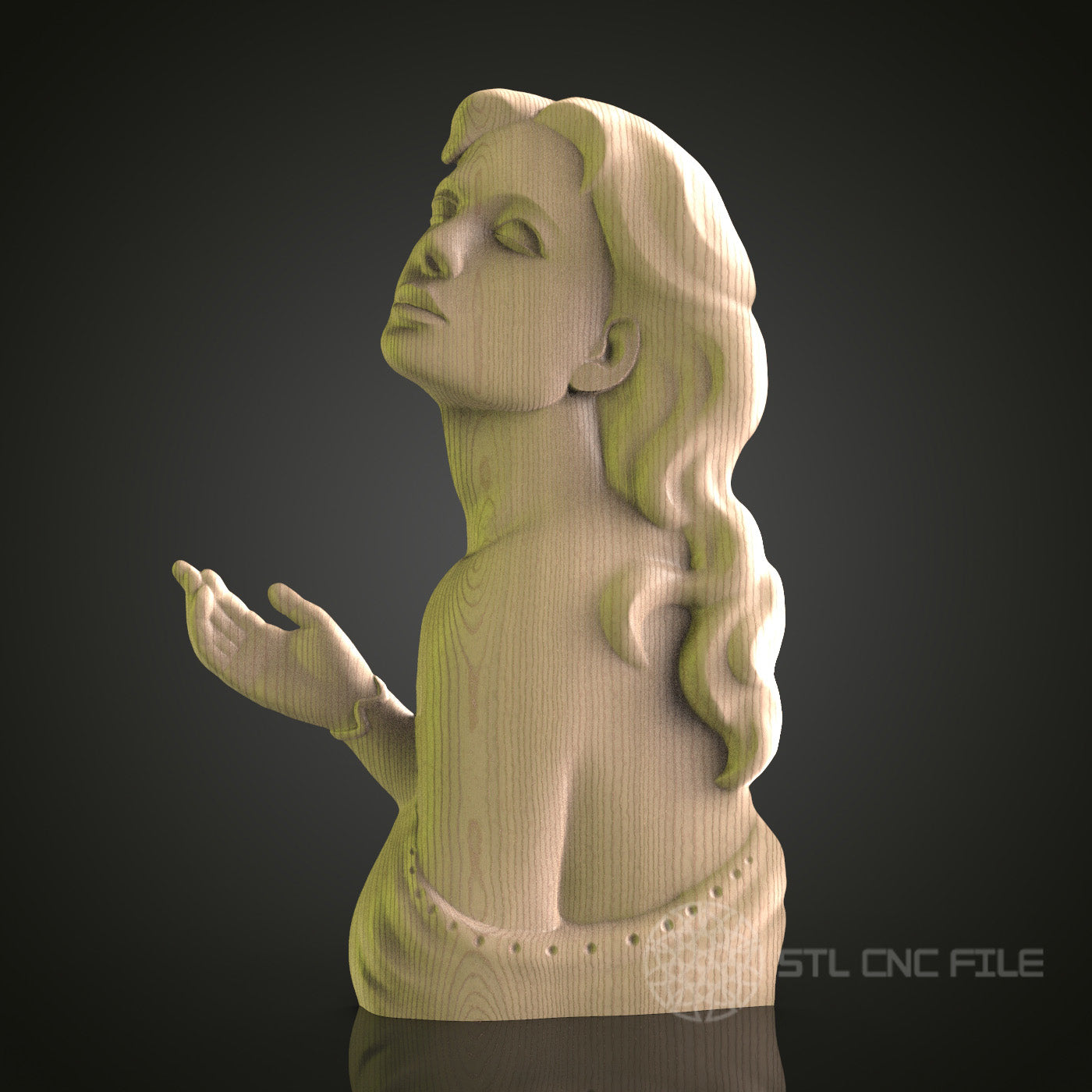 Serene Woman Sculpture Wall Decor - STL Model for CNC Router, 3D Printer - Artcam, Aspire Compatible