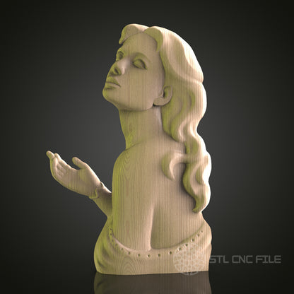 Serene Woman Sculpture Wall Decor - STL Model for CNC Router, 3D Printer - Artcam, Aspire Compatible