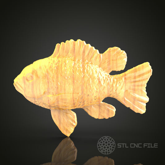 Fish 3D STL Model for CNC Router - Aquatic Wall Decor, Digital Carving Files for Wood Art