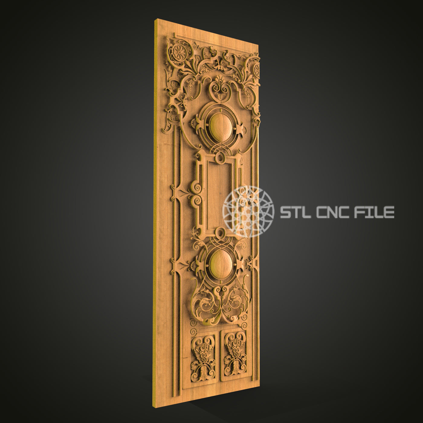Gothic Revival Vertical Panel STL File for CNC Router - Ornate Wood Carving Design for Elegant Architectural Decor