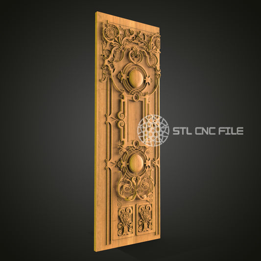 Gothic Revival Vertical Panel STL File for CNC Router - Ornate Wood Carving Design for Elegant Architectural Decor