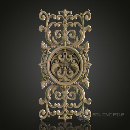 Ornate Vertical Panel for CNC and 3D Printing - STL File