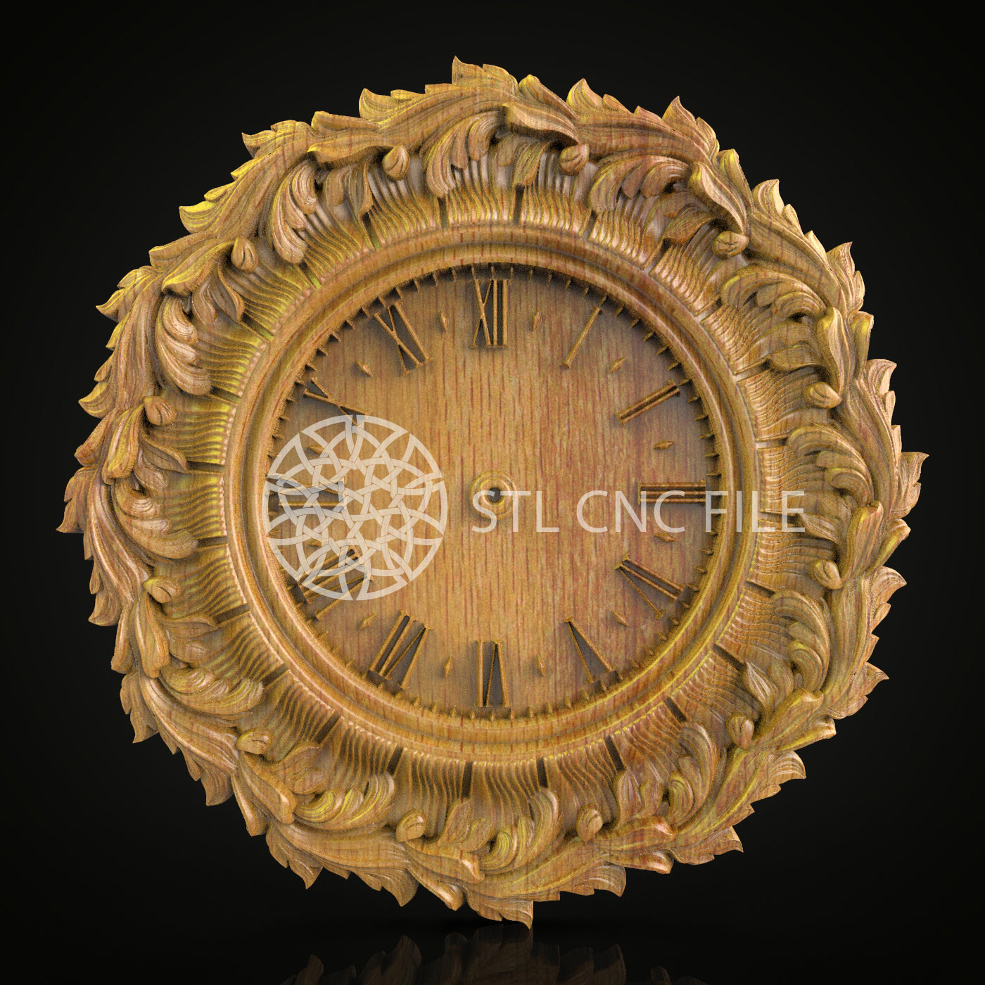 Ornate Floral Clock, 3D STL Model, CNC Router Engraving, Artcam & Aspire Design, CNC Wood Wall Art