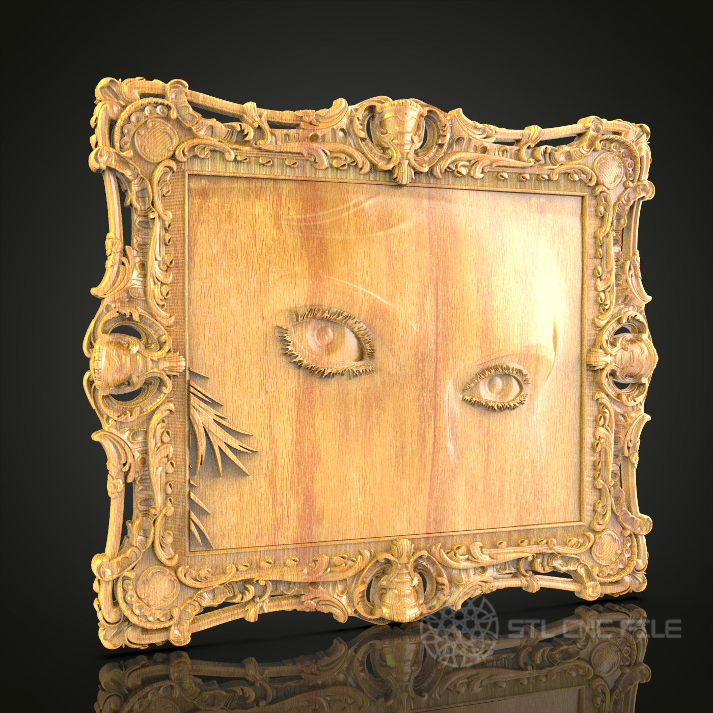 Mystic Eyes 3D Relief STL File for CNC, Enigmatic Wood Wall Art
