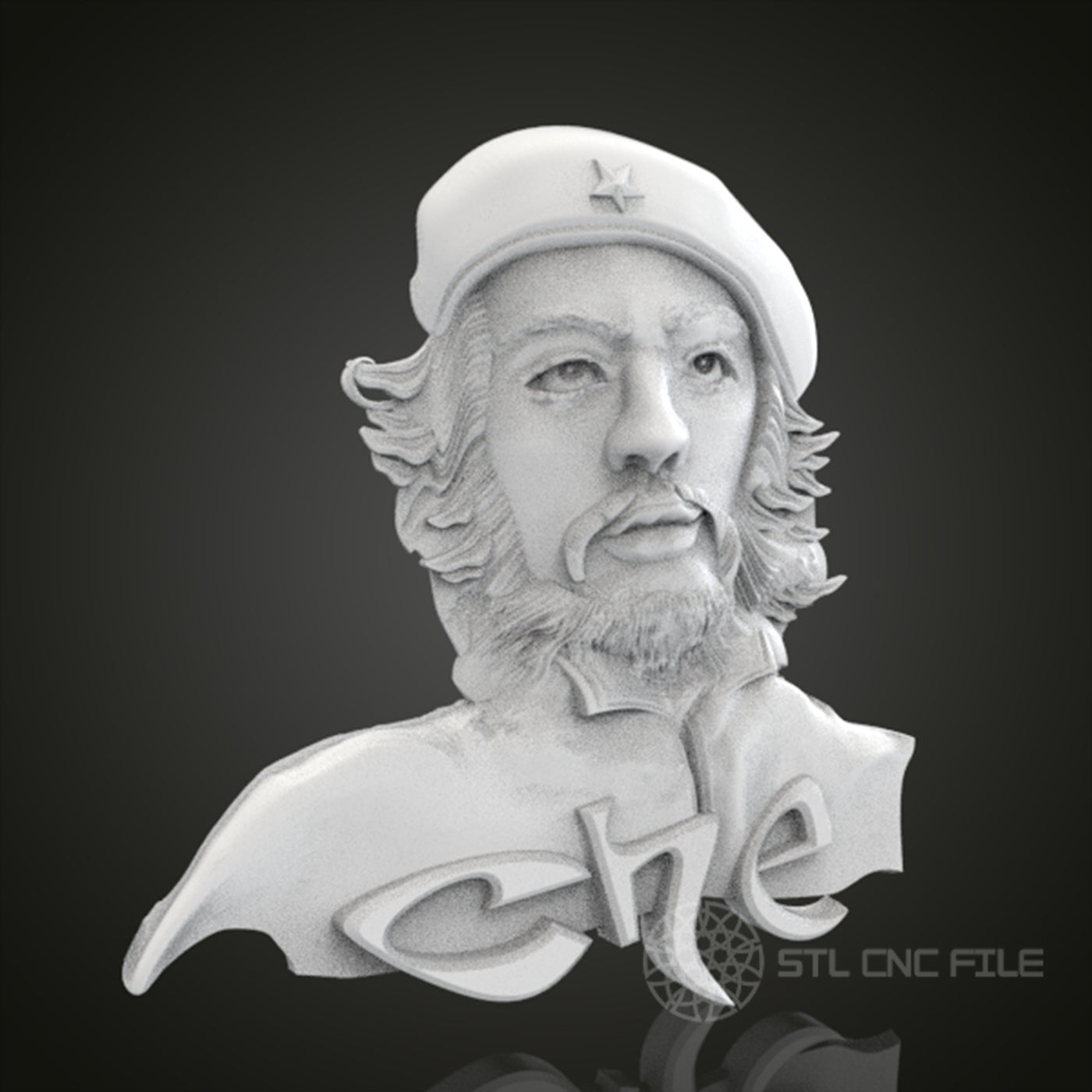 Che Guevara Bust Relief | STL Model for CNC Router, 3D Printer | Aspire, Artcam, CNC Files