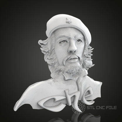 Che Guevara Bust Relief | STL Model for CNC Router, 3D Printer | Aspire, Artcam, CNC Files