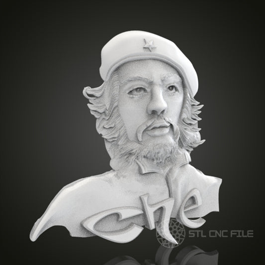 Che Guevara Bust Relief | STL Model for CNC Router, 3D Printer | Aspire, Artcam, CNC Files