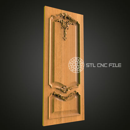 Victorian Door Panel STL File for CNC Router - Detailed Wood Carving Design for Elegant Home Entrance Decor