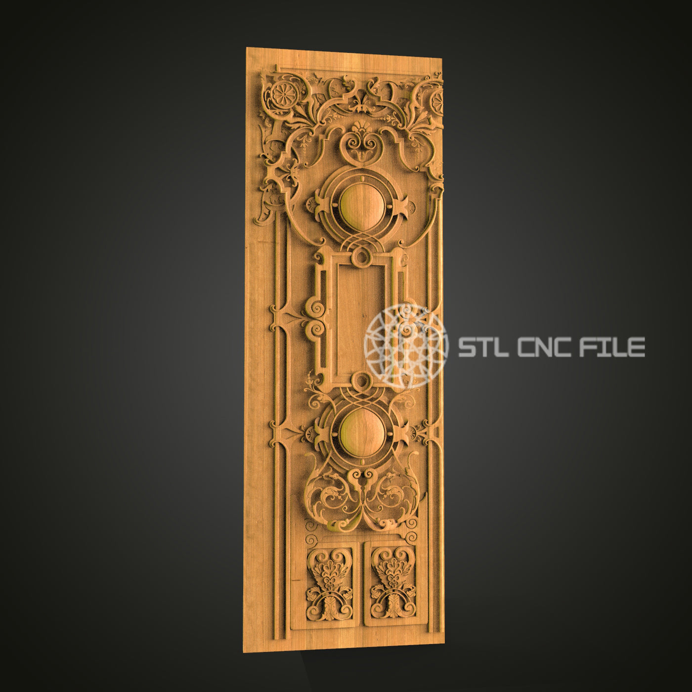 Gothic Revival Vertical Panel STL File for CNC Router - Ornate Wood Carving Design for Elegant Architectural Decor