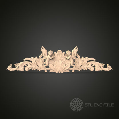 Cherub and Acanthus Leaf Swag 3D Model STL File, Angelic Sculpture for CNC Router – Compatible with Artcam, Aspire
