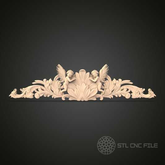 Cherub and Acanthus Leaf Swag 3D Model STL File, Angelic Sculpture for CNC Router – Compatible with Artcam, Aspire
