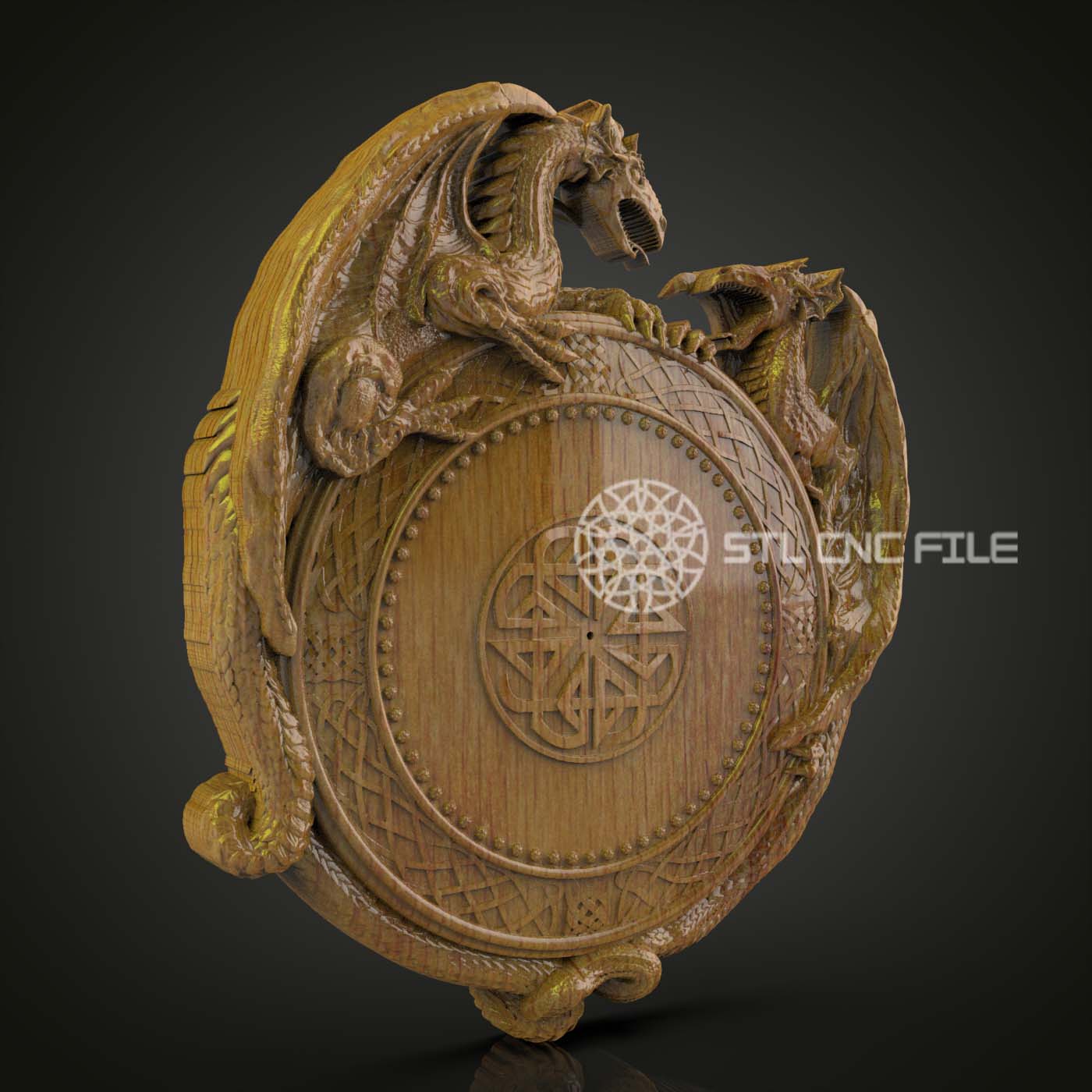 Mystical Dragon Circle STL Model, CNC Router Engraving File for Fantasy Wood Art, Artcam & Aspire Wall Decor, Magical CNC Sculpture Design