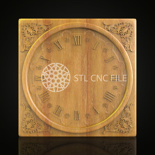 Elegant Wood Clock STL File, CNC Engraving, Artcam and Aspire Compatible, Decorative Wall Art, CNC Digital Woodworking Plans