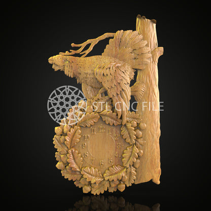 Majestic Eagle Clock STL Model, CNC Router File, Wood Carving Art, Nature-Inspired Wall Decor, CNC Engraving Pattern, Woodworking Design