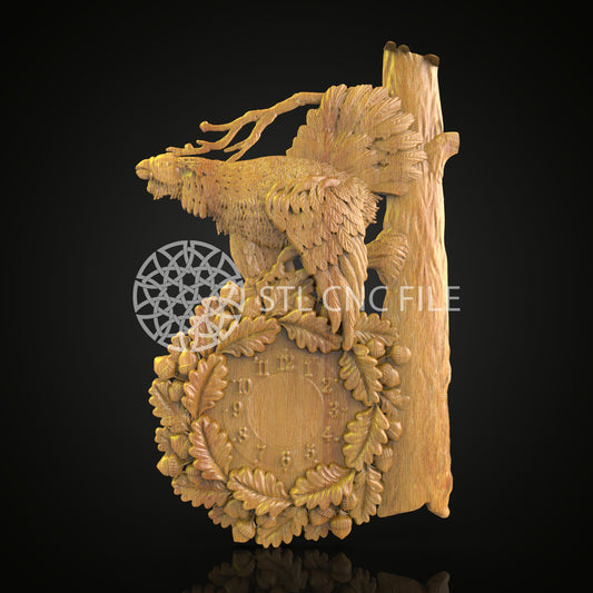 Majestic Eagle Clock STL Model, CNC Router File, Wood Carving Art, Nature-Inspired Wall Decor, CNC Engraving Pattern, Woodworking Design