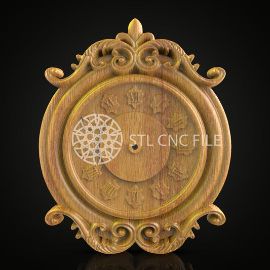 Roman Numeral Clock STL Model, Elegant CNC Router File, Wood Art Carving, CNC Engraving, Classic Design, Artcam Aspire Files
