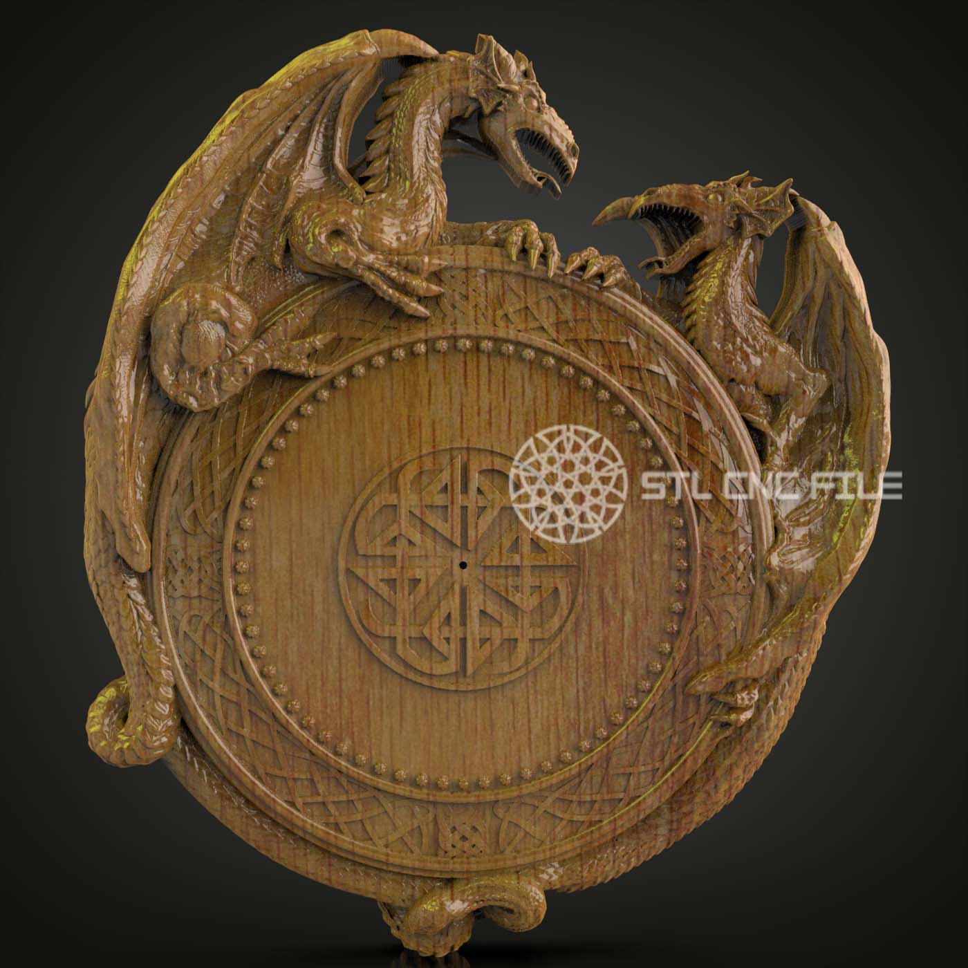 Mystical Dragon Circle STL Model, CNC Router Engraving File for Fantasy Wood Art, Artcam & Aspire Wall Decor, Magical CNC Sculpture Design