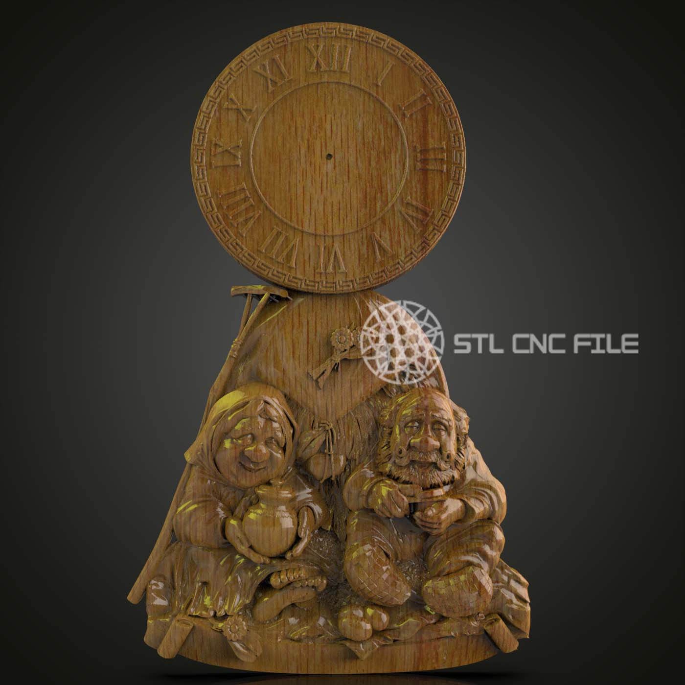 Whimsical Fairy Tale Clock, STL Model, CNC Router Engraving File for Wood Art, Charming Wall Decor, Artcam & Aspire Compatible