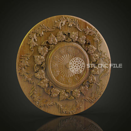 Floral Elegance Clock STL Model, CNC Router File for Ornate Wall Art, Compatible with Artcam and Aspire, Intricate Wood Carving Decor Design
