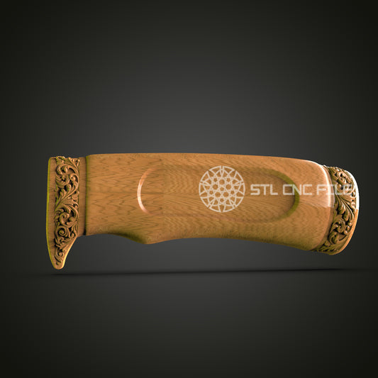 Ornate Scroll Handle STL File for CNC Router - Luxurious Wood Carving Design for Custom Furniture and Decor