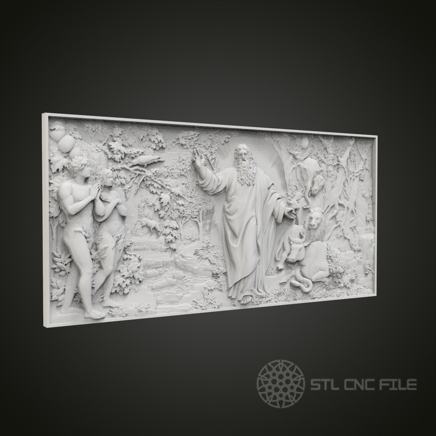 Creation of Man Relief - 3D CNC Engraved Wood Panel, Artcam Aspire STL Model for CNC Router, Religious Wall Art