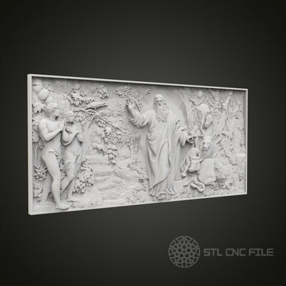 Creation of Man Relief - 3D CNC Engraved Wood Panel, Artcam Aspire STL Model for CNC Router, Religious Wall Art