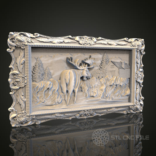 Forest Maiden Relief STL Model for CNC Router Engraver, Artcam, Aspire, WRustic Moose Relief STL Model for CNC Router Engraver, Artcam, Aspire, Wood Wall Decor, 3D Printerood Wall Decor, 3D Printer (Copie)