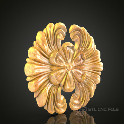 Baroque Floral Relief STL Model for CNC Woodworking – Digital File for Artcam, Aspire, Wall Decor