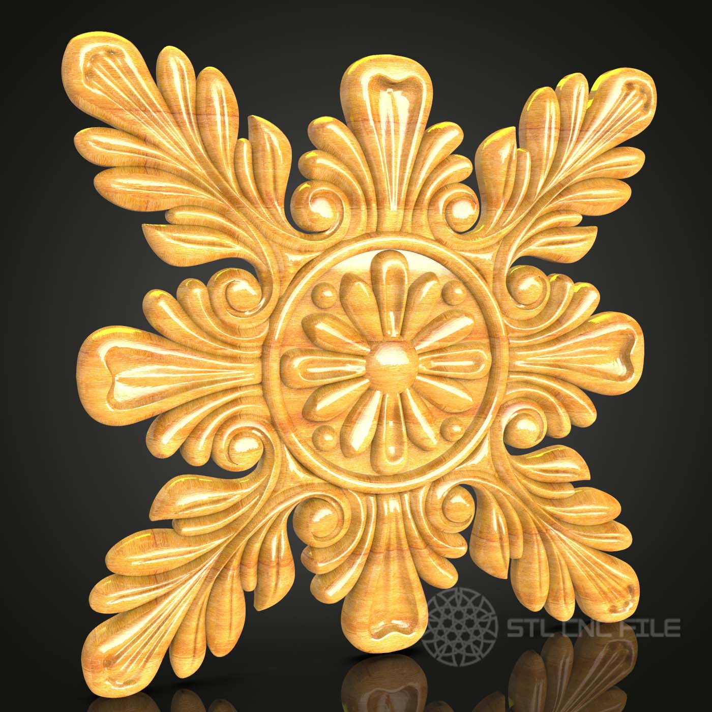 Classic Rosette CNC Wood Carving, STL File for Engravers, Artcam Aspire Wall Art