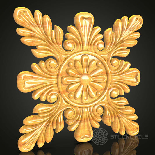 Classic Rosette CNC Wood Carving, STL File for Engravers, Artcam Aspire Wall Art