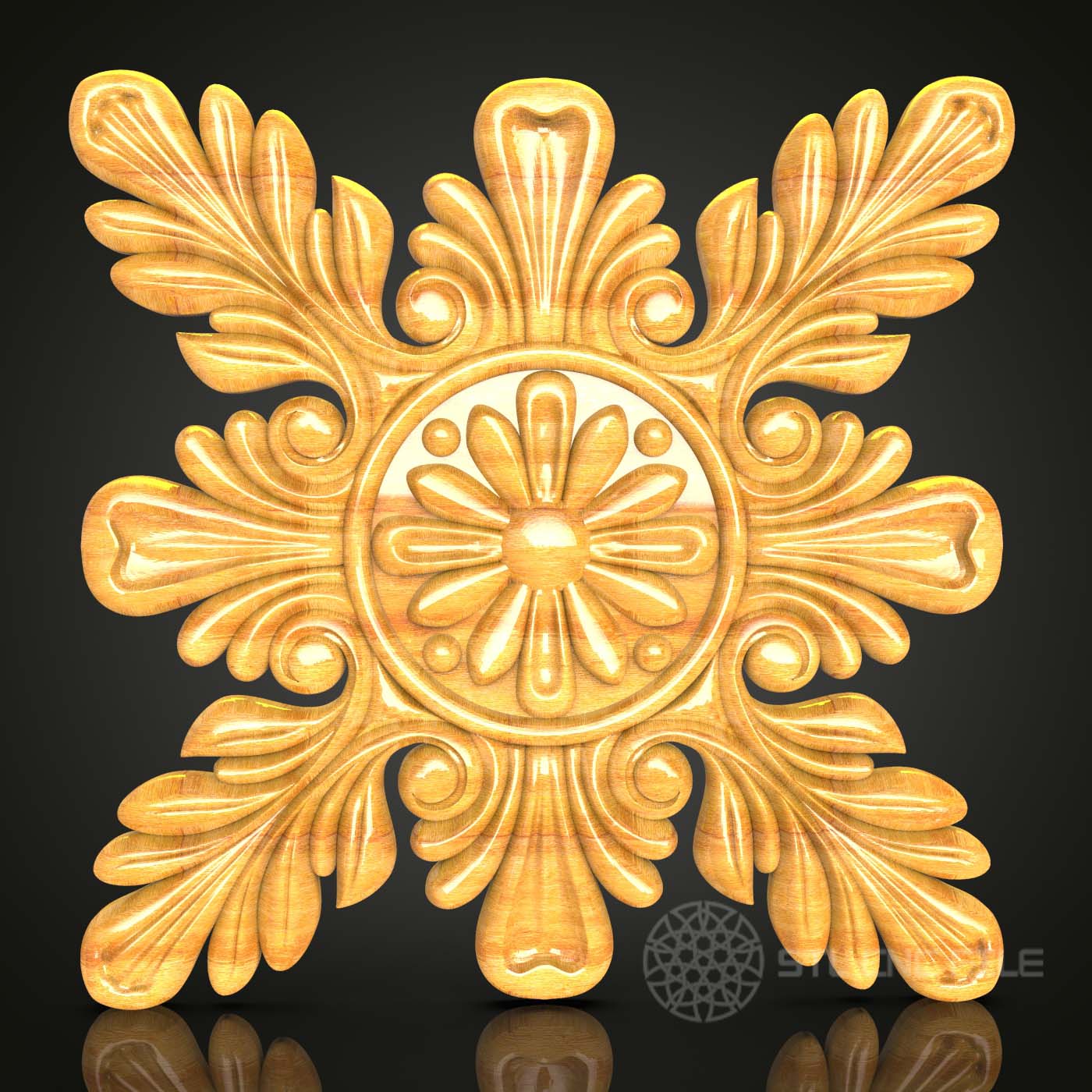 Classic Rosette CNC Wood Carving, STL File for Engravers, Artcam Aspire Wall Art