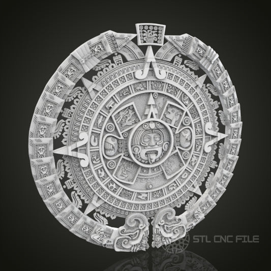 Mayan Calendar Relief | STL Model for CNC Router, 3D Printer | Aspire, Artcam, CNC Files