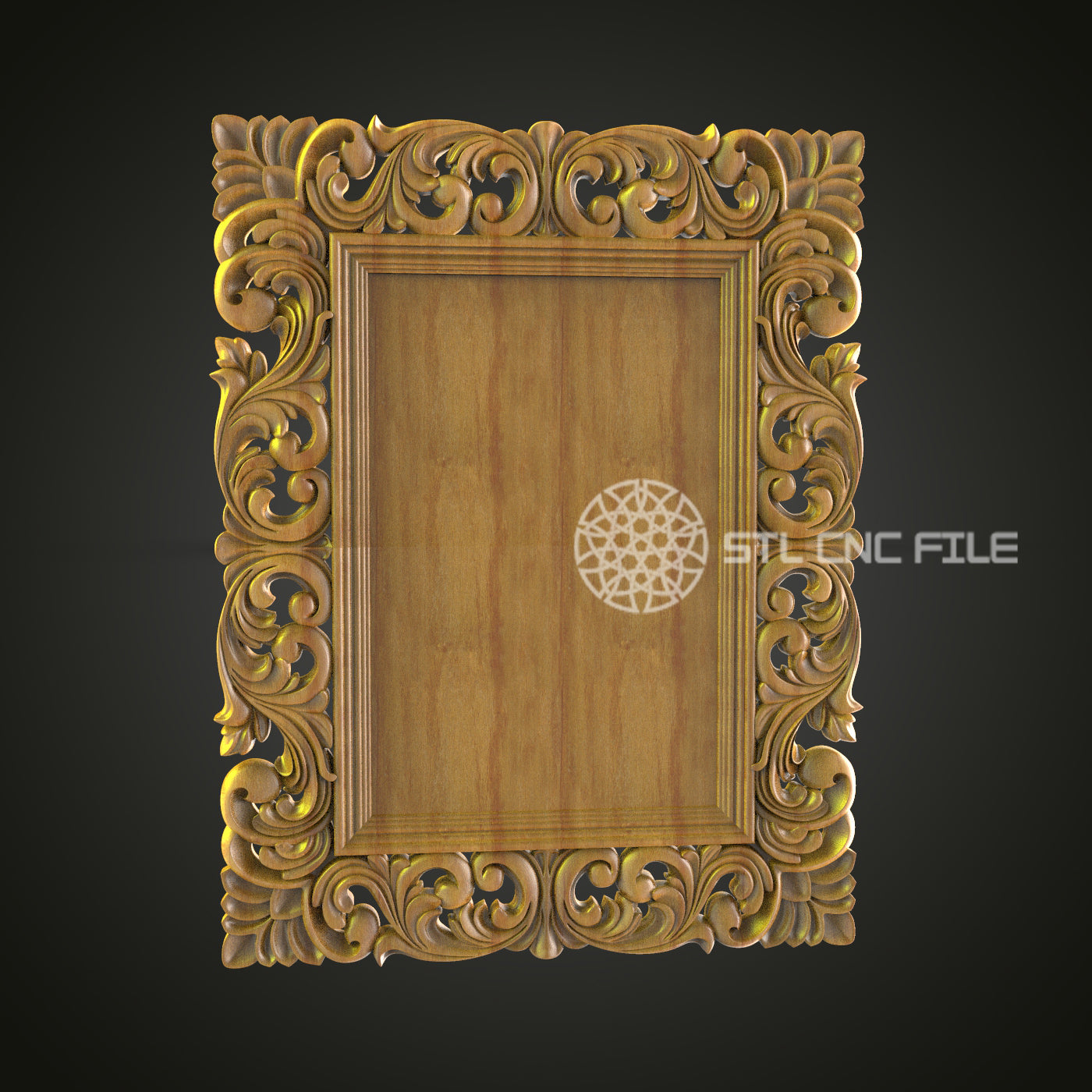 Robust Ornate Wooden Frame 3D Model for CNC - Artcam, Aspire, STL Files