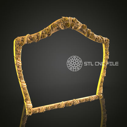 Romantic Rose CNC Engraved Frame - Vintage Style Wood Carving, Decorative Floral Frame