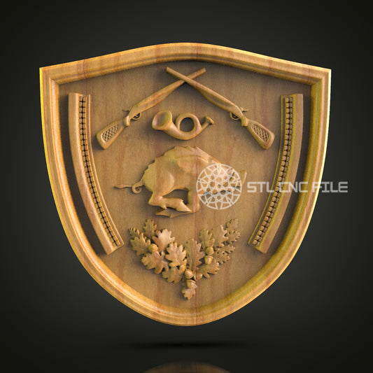 Golf Enthusiast Crest CNC Engraved - Wood Carved Sports Shield, Golf Decor Art