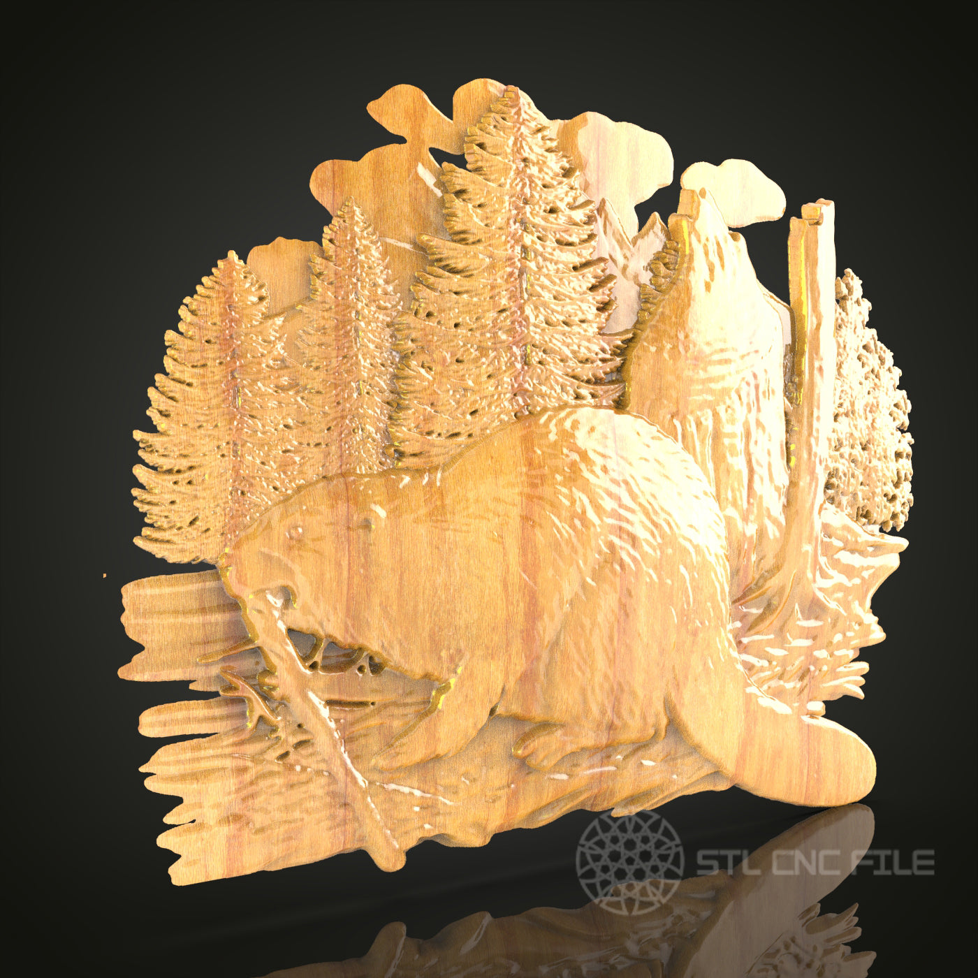 Forest Beaver 3D STL Model for CNC Router - Nature-Inspired Wood Wall Art, CNC Files for Artcam, Aspire