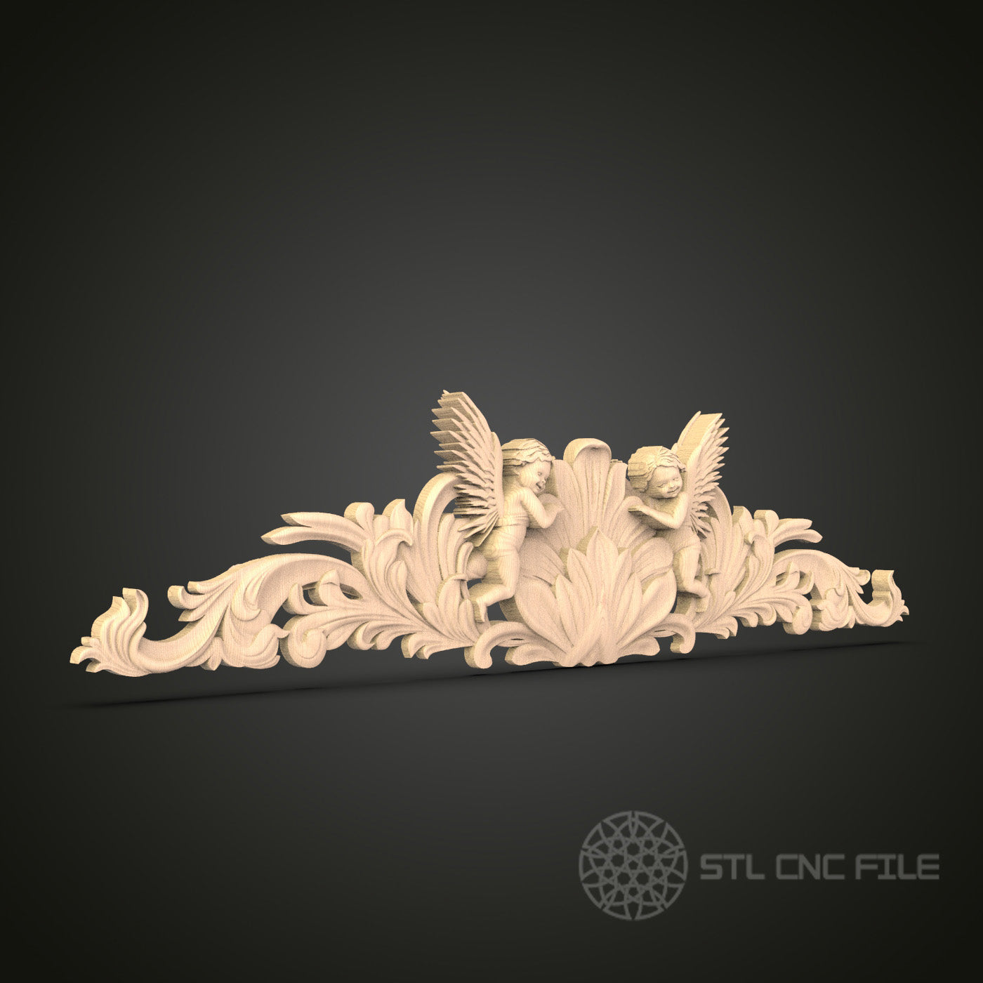 Cherub and Acanthus Leaf Swag 3D Model STL File, Angelic Sculpture for CNC Router – Compatible with Artcam, Aspire