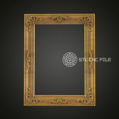 Elegant Wood Frame CNC Model for Artcam and Aspire, Classic Decor STL File for CNC Engraving