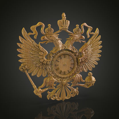 Regal Eagle Crest Clock, STL Model for CNC Engraving, Artcam and Aspire Compatible, Wood Wall Art