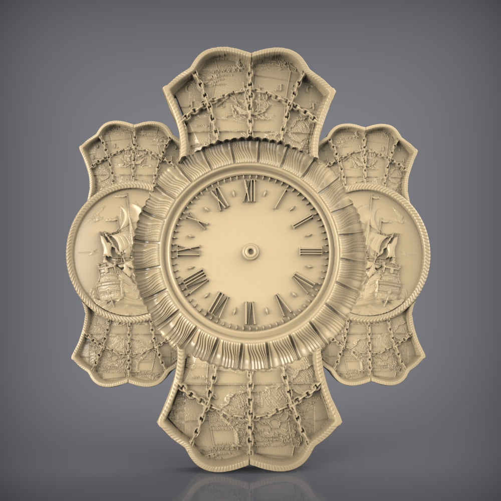 Decorative Wall Clock STL Model for CNC Router, Artcam Aspire Woodworking Files, Elegant Timepiece Wall Art, CNC Craft