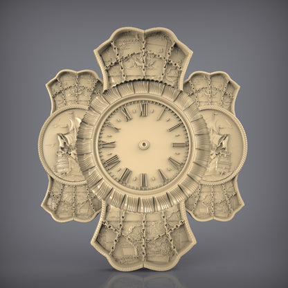 Decorative Wall Clock STL Model for CNC Router, Artcam Aspire Woodworking Files, Elegant Timepiece Wall Art, CNC Craft