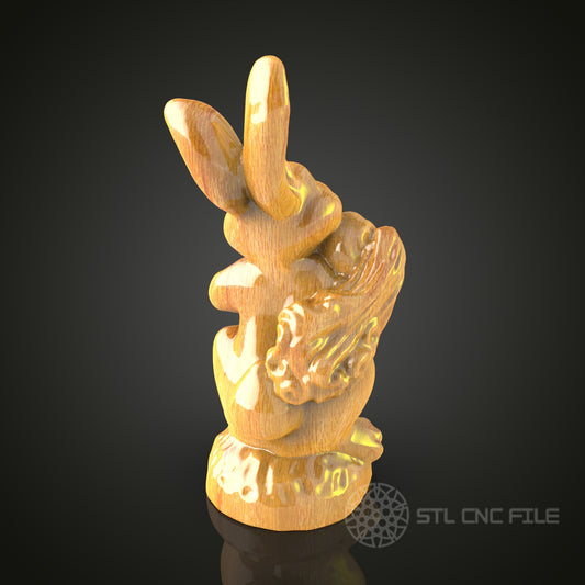 Rabbit Sculpture 3D STL Model for CNC Router - Whimsical Wood Art, Digital CNC Files for Artcam, Aspire