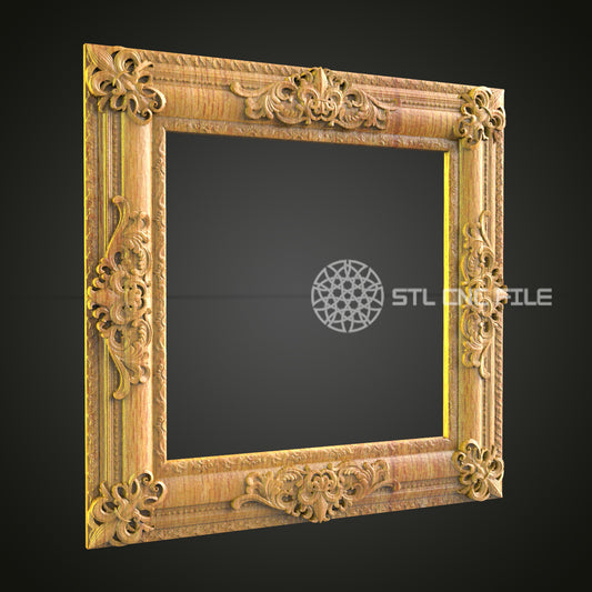 Baroque Wood Frame STL Model for CNC Router - Artcam, Aspire Files for Wall Decor, Wood Art