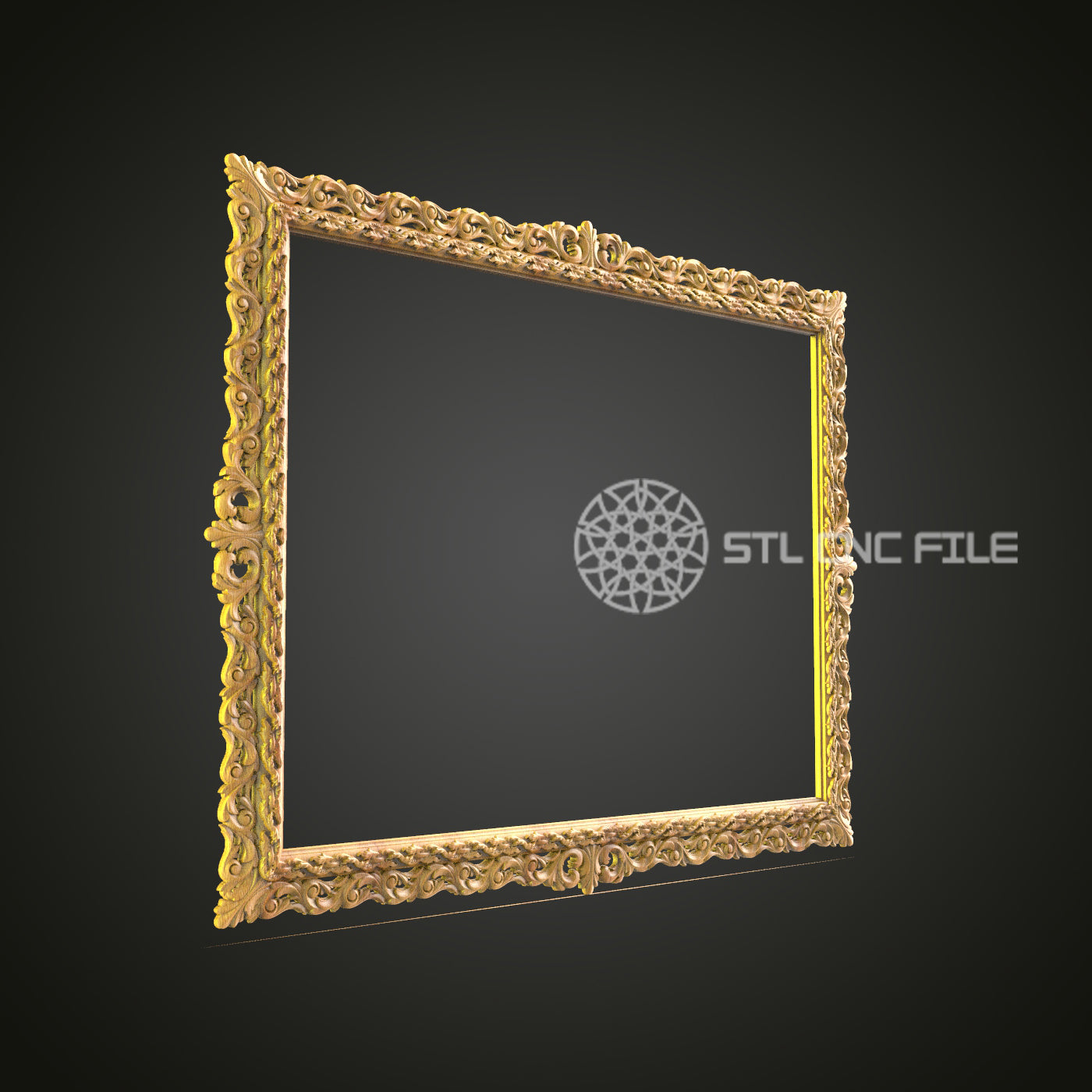 Classic Rococo Mirror Frame STL File for CNC Routers, Luxurious Wall Decoration