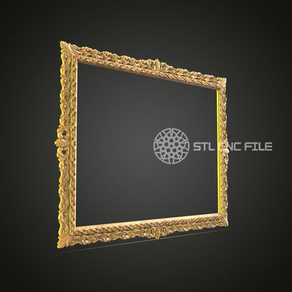 Classic Rococo Mirror Frame STL File for CNC Routers, Luxurious Wall Decoration