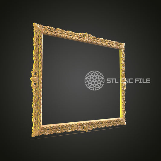 Classic Rococo Mirror Frame STL File for CNC Routers, Luxurious Wall Decoration