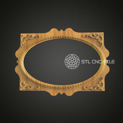 Exquisite Rococo Golden Mirror Frame STL for CNC Wood Carving – Artcam, Aspire Compatible