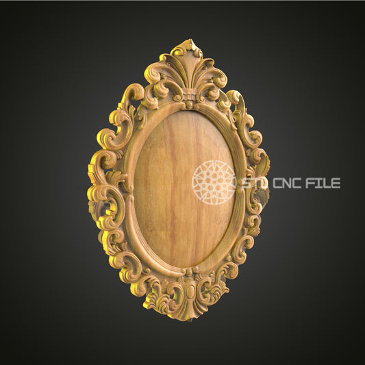 Elegant Baroque Wooden Frame STL Model for CNC Router – Digital File for Artcam, Aspire