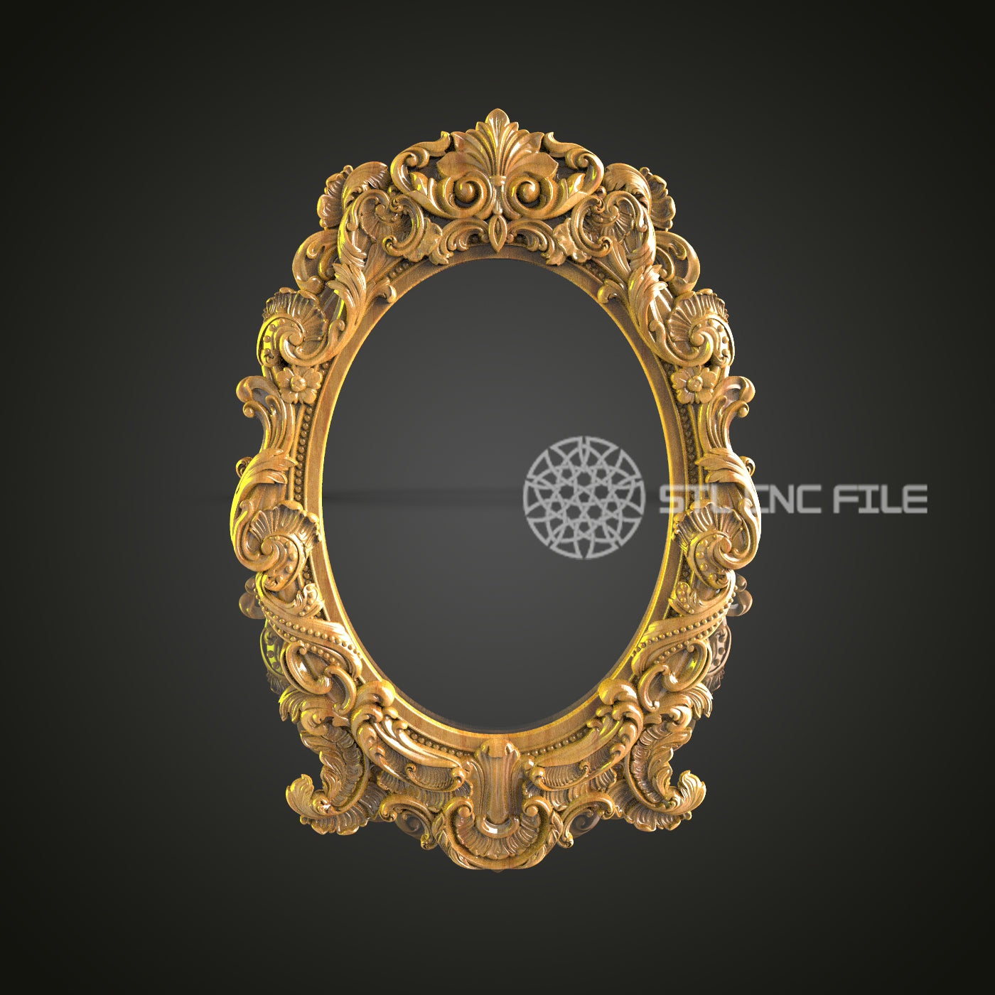 Exquisite Rococo Golden Mirror Frame STL for CNC Wood Carving – Artcam, Aspire Compatible